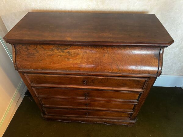 Commode de toilette XIX e s en noyer et marbre style Louis Philippe