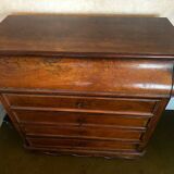 19th-century walnut and marble toilet commode in Louis Philippe style