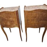 Pair of louis xv style bedside tables in marquetry