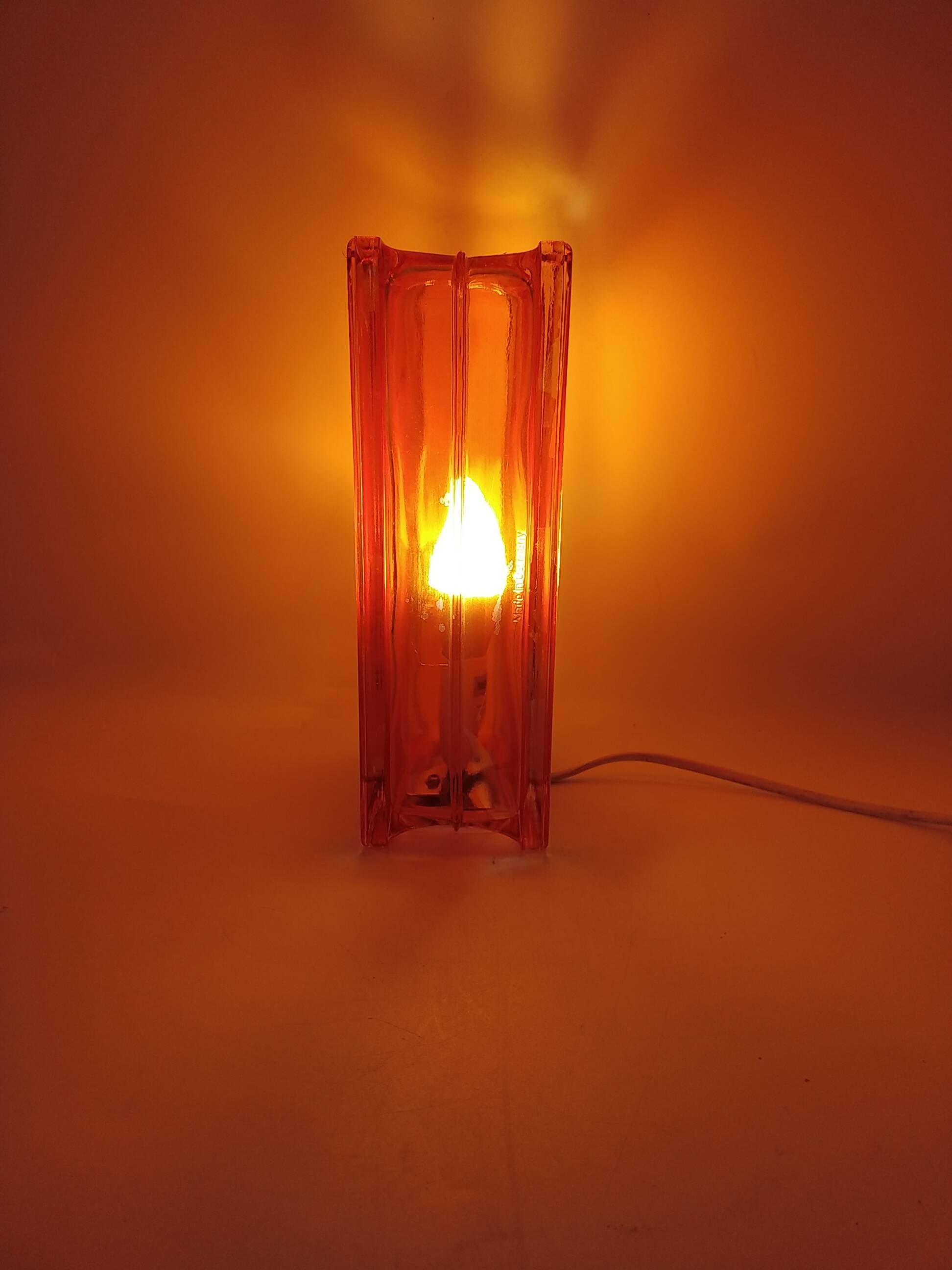 Lampe brique de verre leonardo vintage style feux stop 70 '
