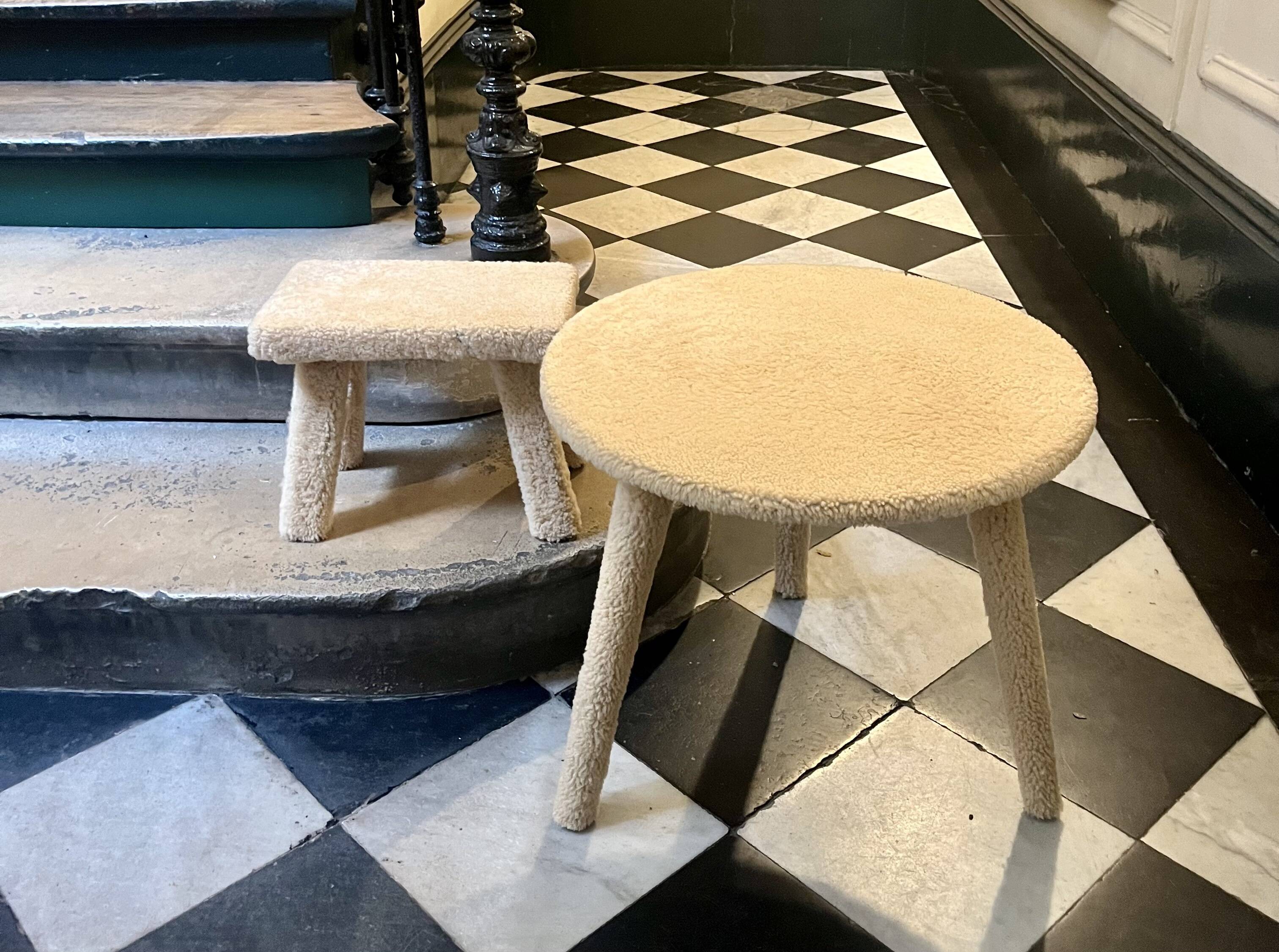 Sheepskin stool