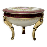 Limoges porcelain jewellery box, tripod box with Fragonard decoration.