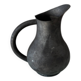 Vintage black patinated metal carafe / jug