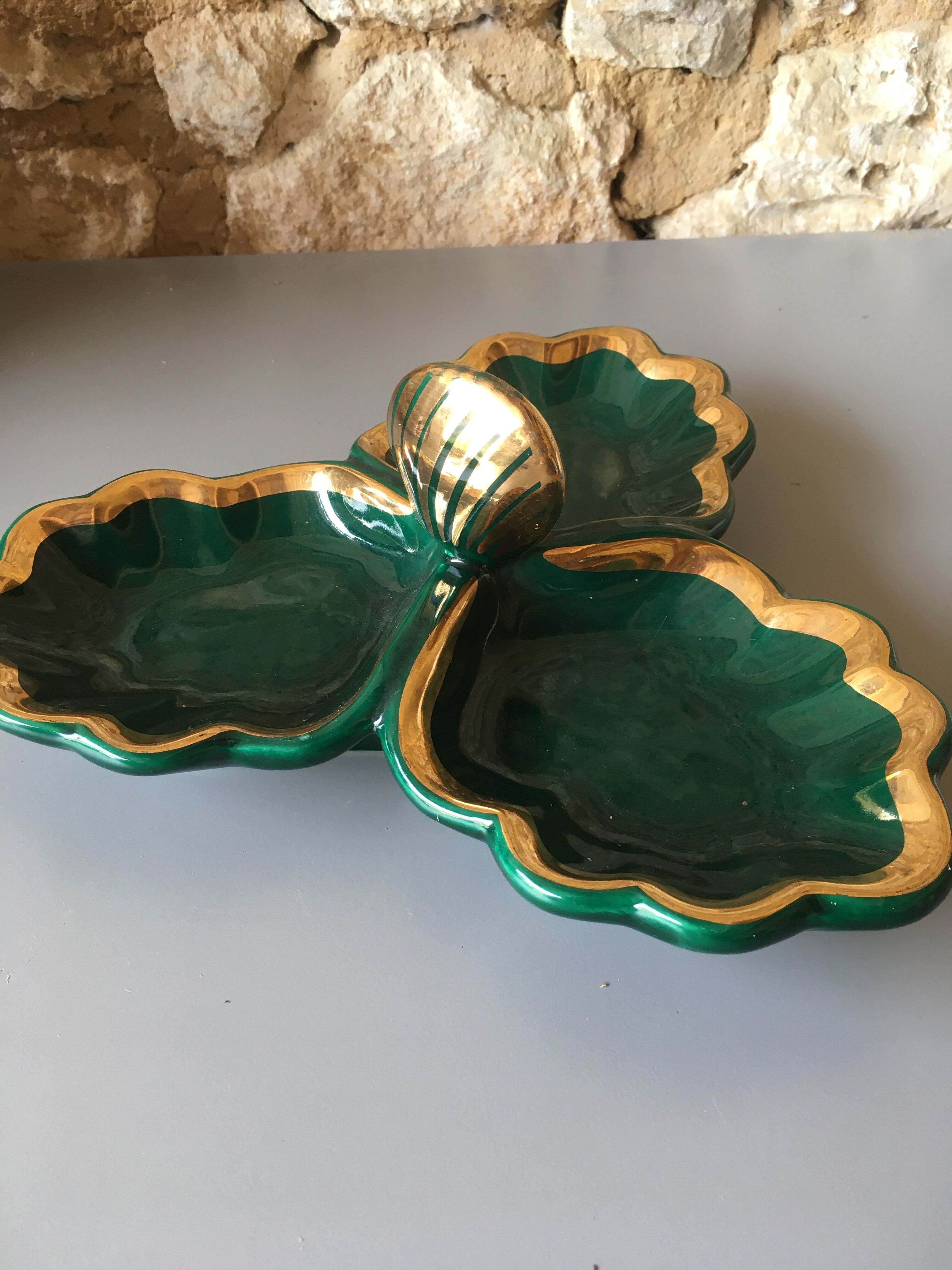 1950s green earthenware servant