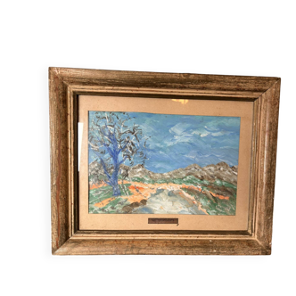 Oil Painting Acrylic Impressionism Tree Field Landscape Mountain