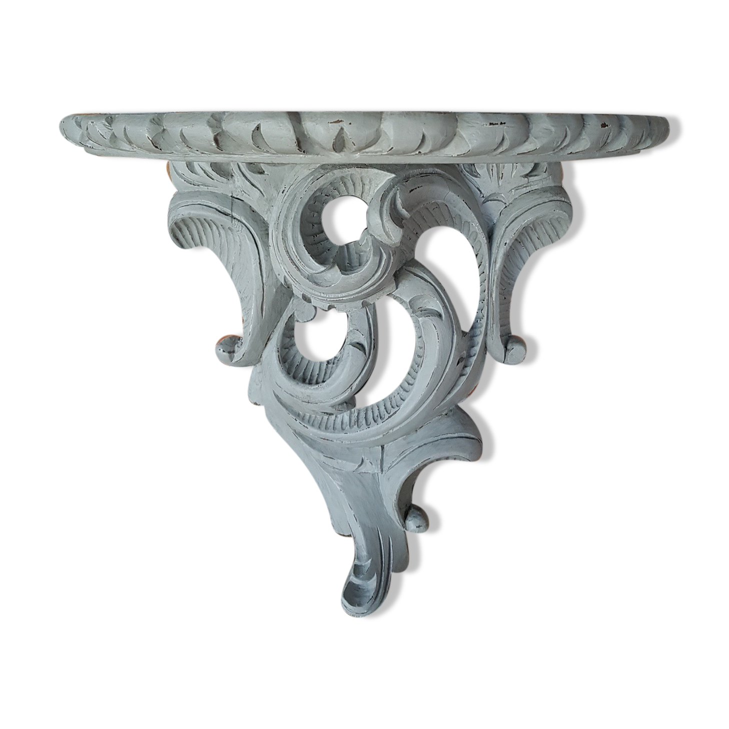 Grey patinated wood wall shelf