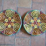 Pair of plates or dishes in Quimper earthenware, HB, René QUILLIVIC