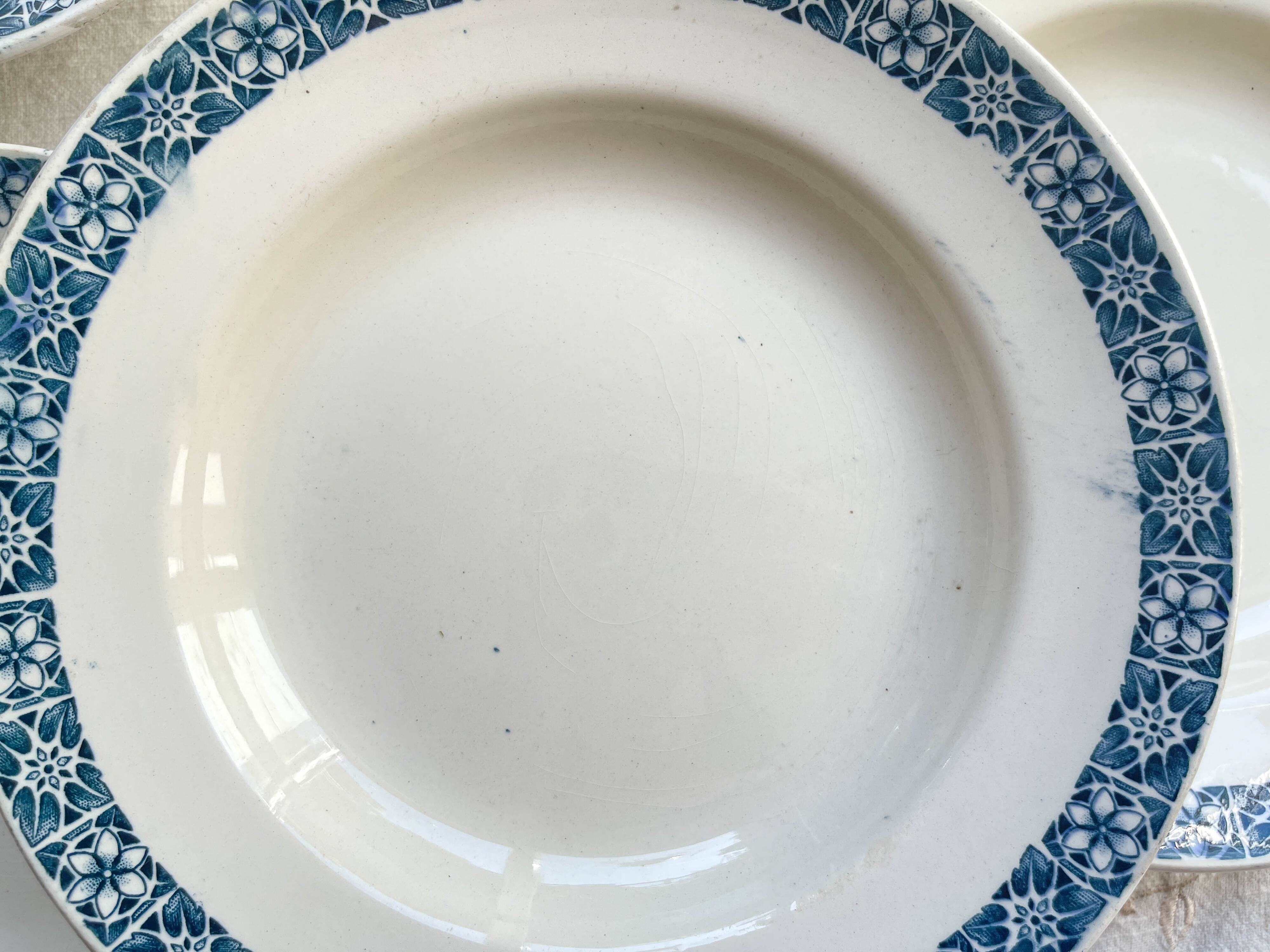 6 assiettes creuses terre de fer bleu longchamp modèle « rené »