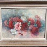 Still life with peonies by Madeleine Renaud (XXth)