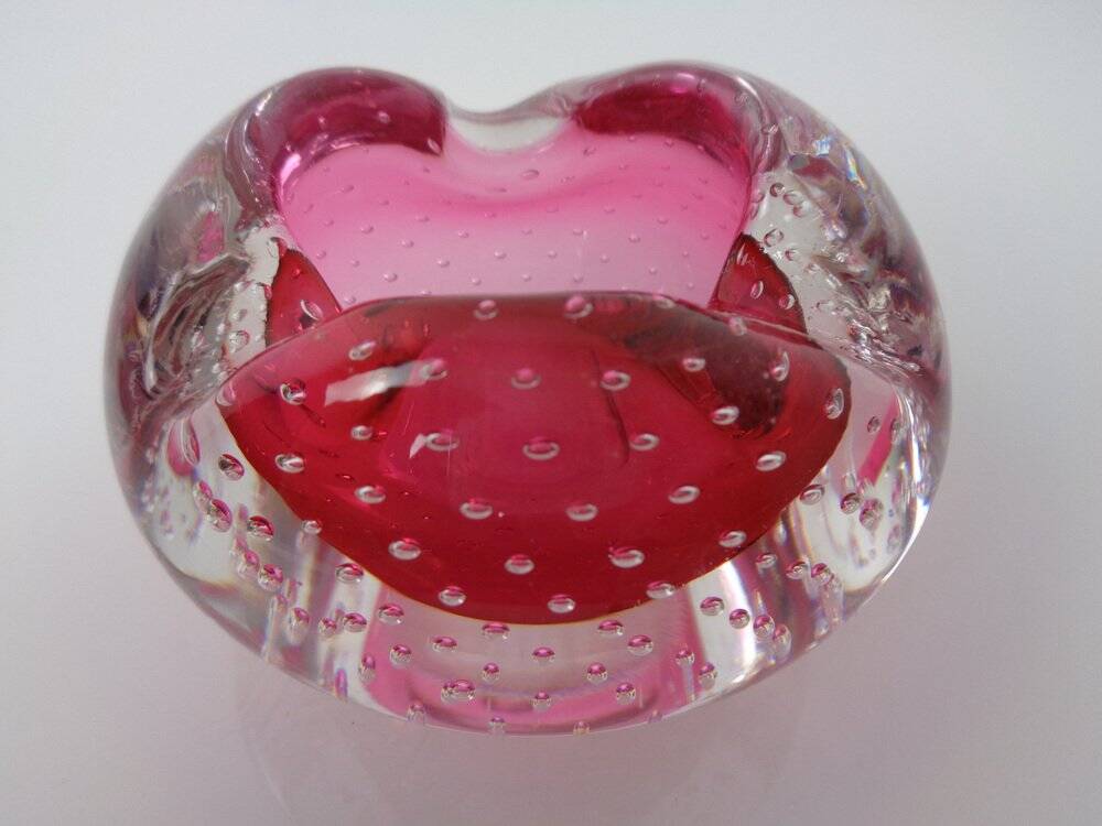 Pink Sommerso Murano Glass Ashtray, Italy, 1960s