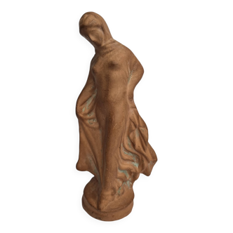 Draped Tanagra after Alexandre Bigot, Terracotta statuette, 20 cm