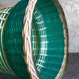 Glass vase and braided scoubidou thread 50s