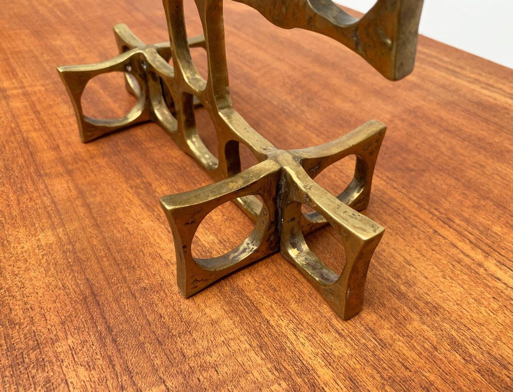Brutalist metal candlestick from the mid-century by Heinz Goll