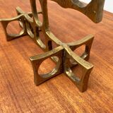 Brutalist metal candlestick from the mid-century by Heinz Goll