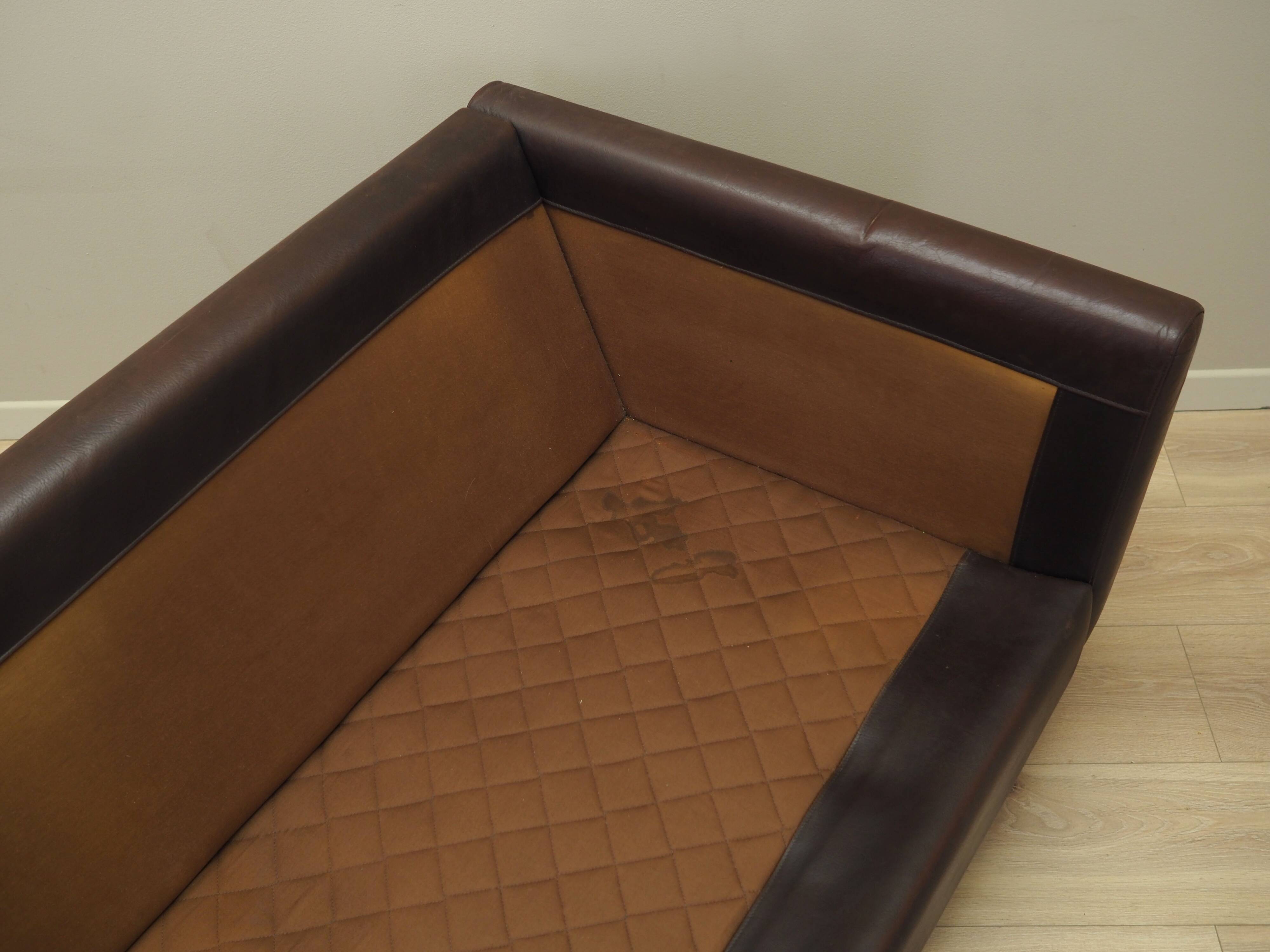 Canapé en cuir marron, design danois, années 1960, production : Danemark