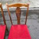 6 Art Deco dining chairs in solid wood and burgundy leather, 1950s
