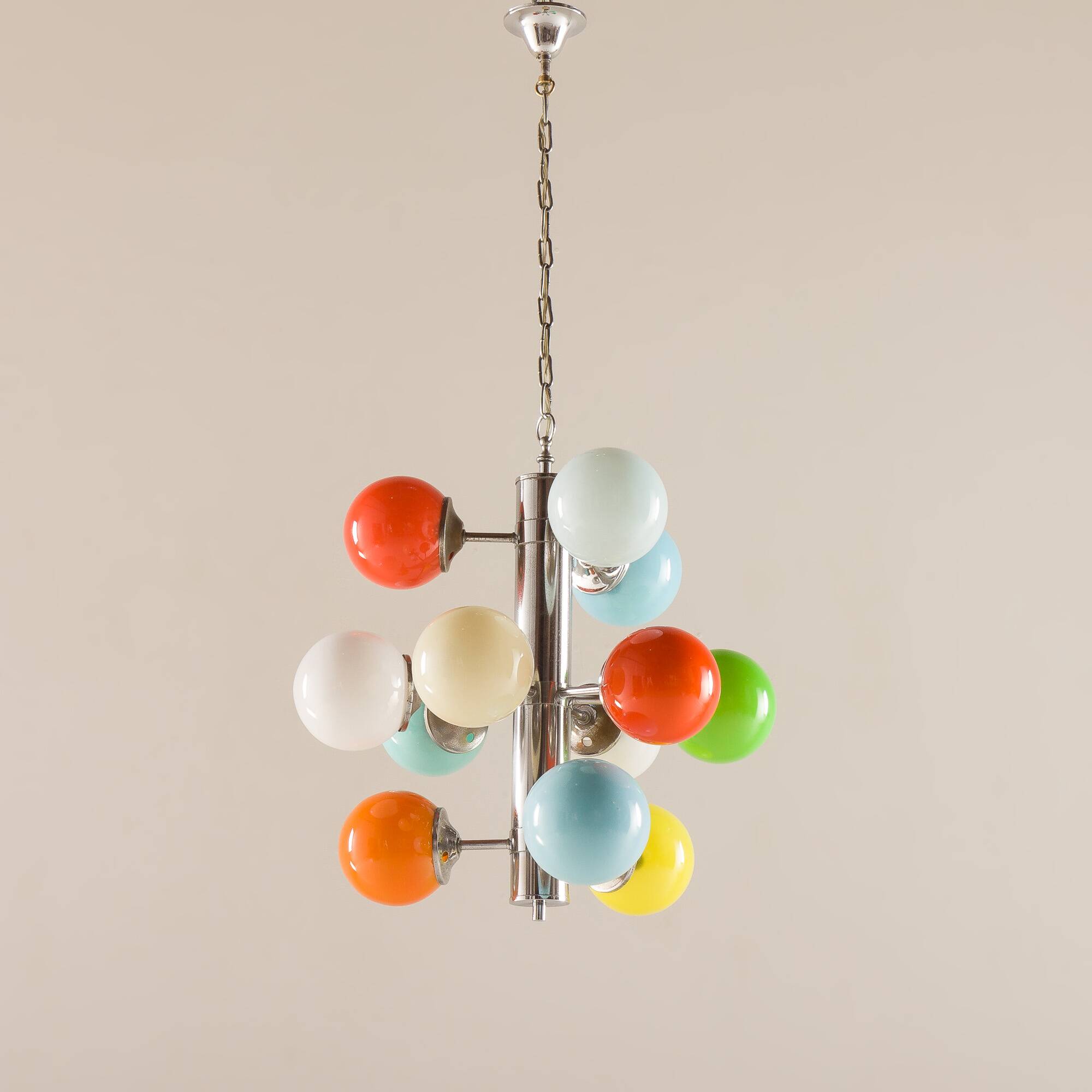 Italian Space Age colorful sputnik glass chandelier, 1970s