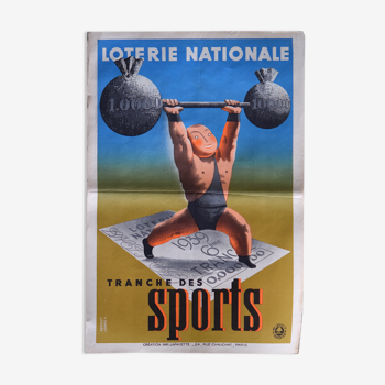 Affiche loterie nationale 1939 « Tranche des sports »