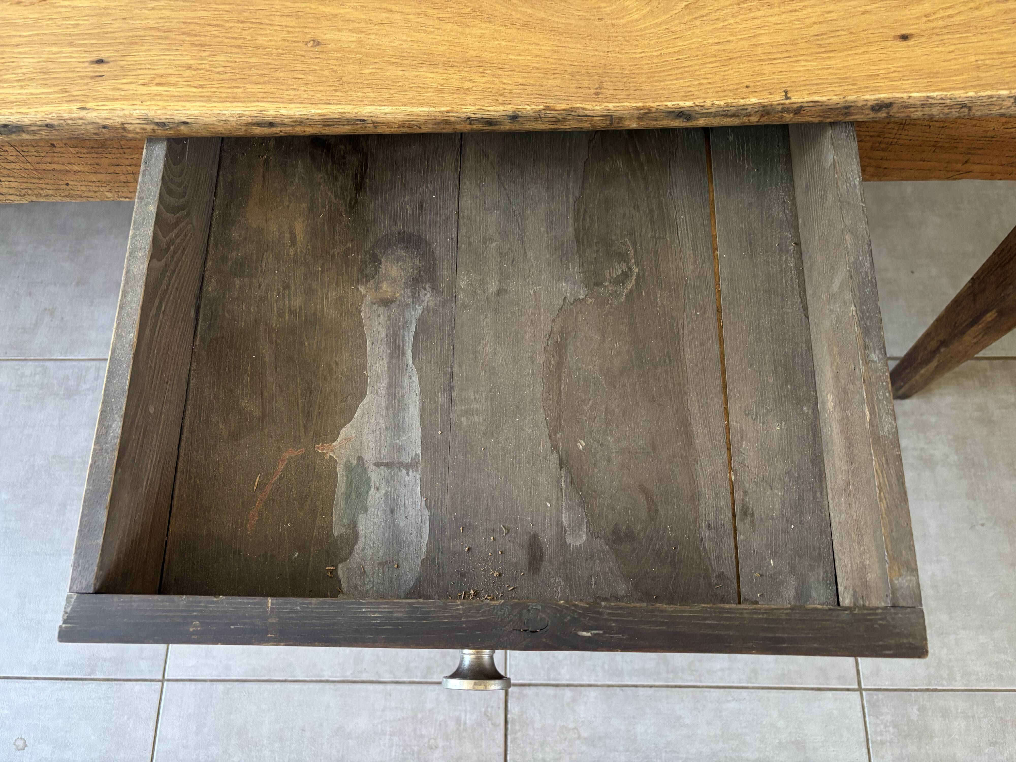 Authentic vintage farmhouse table from the 1950s in solid oak.