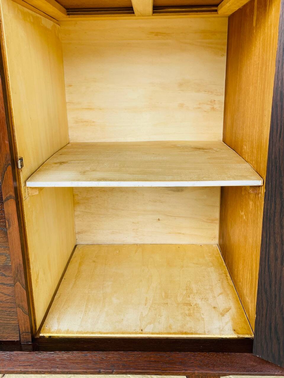 Large vintage chest of drawers with four drawers and one door in oak, circa 1960s