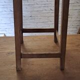 Square stool in brown stained wood 1940 French Popular Art