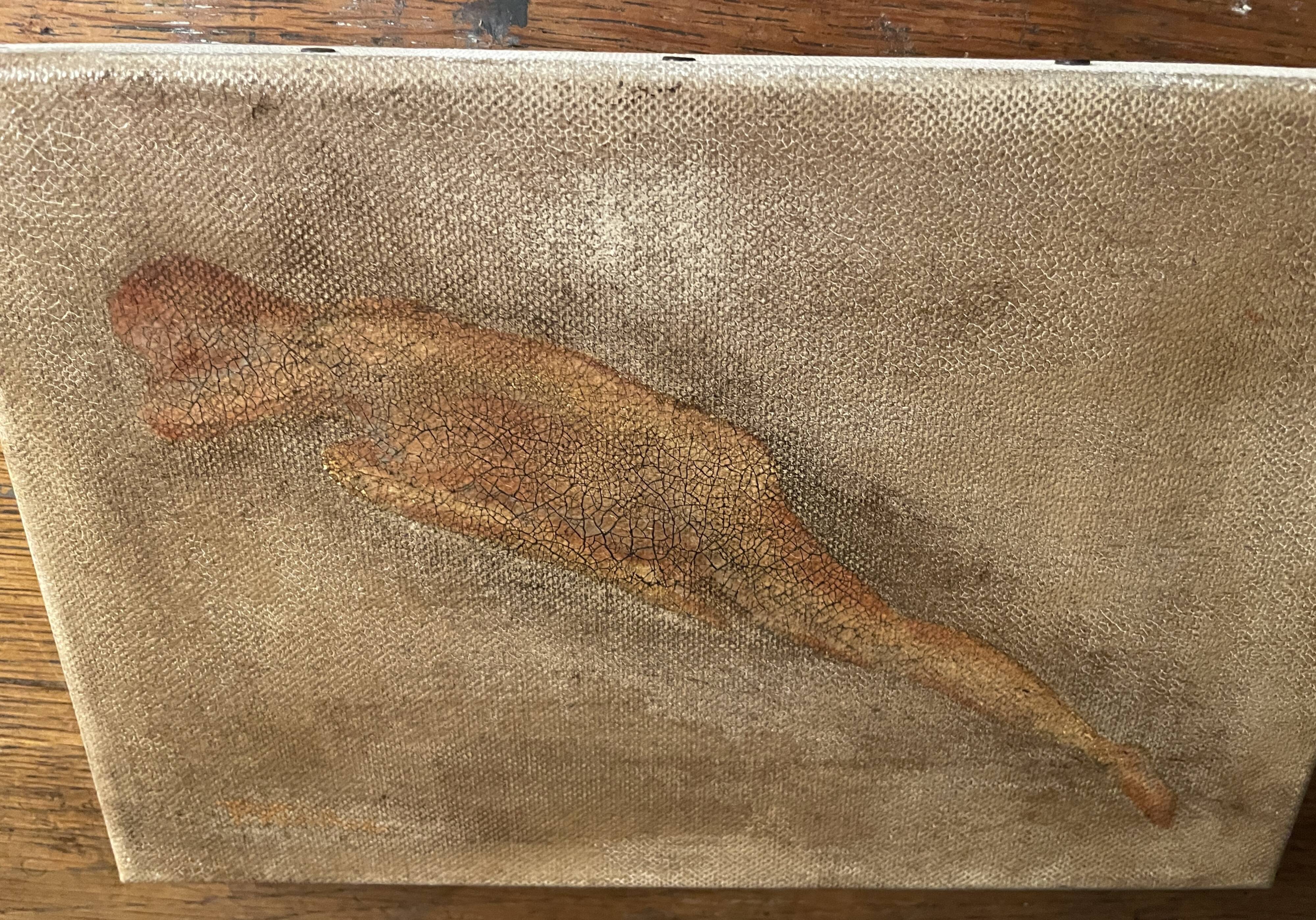 Signed oil on canvas painting "woman lying on her stomach"