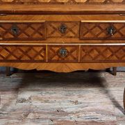 Louis XV period curved secretary desk in marquetry, circa 1750