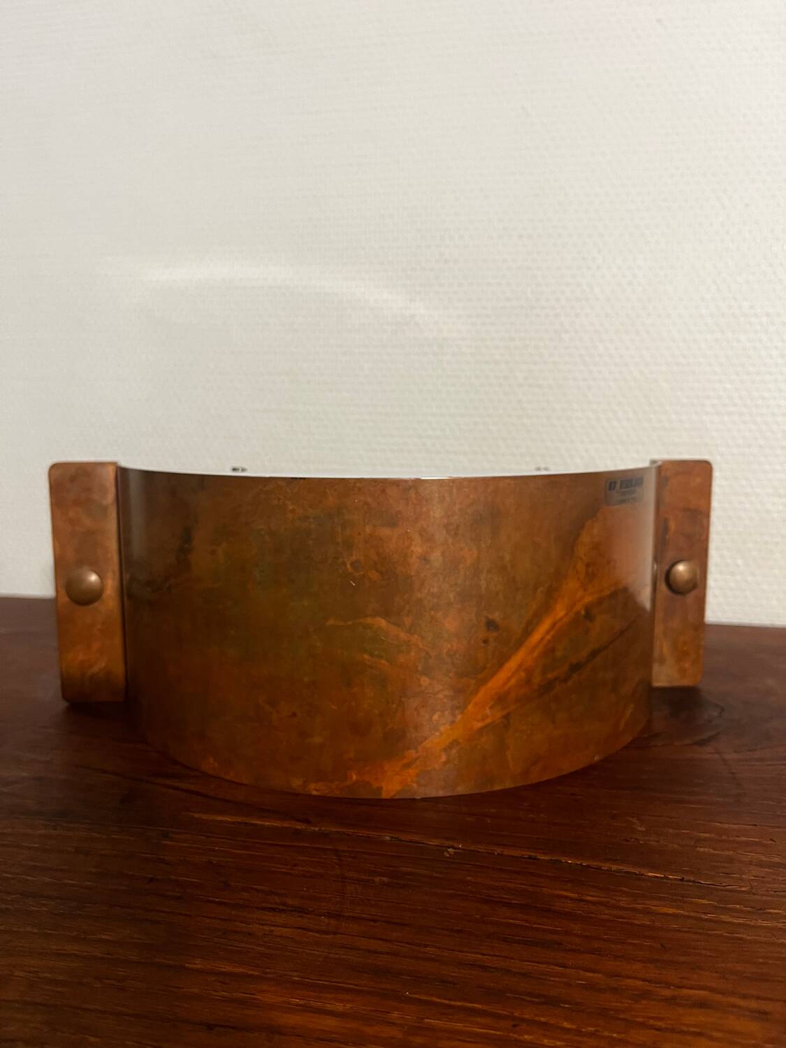 Copper wall light in opaline glass Fanale Italy