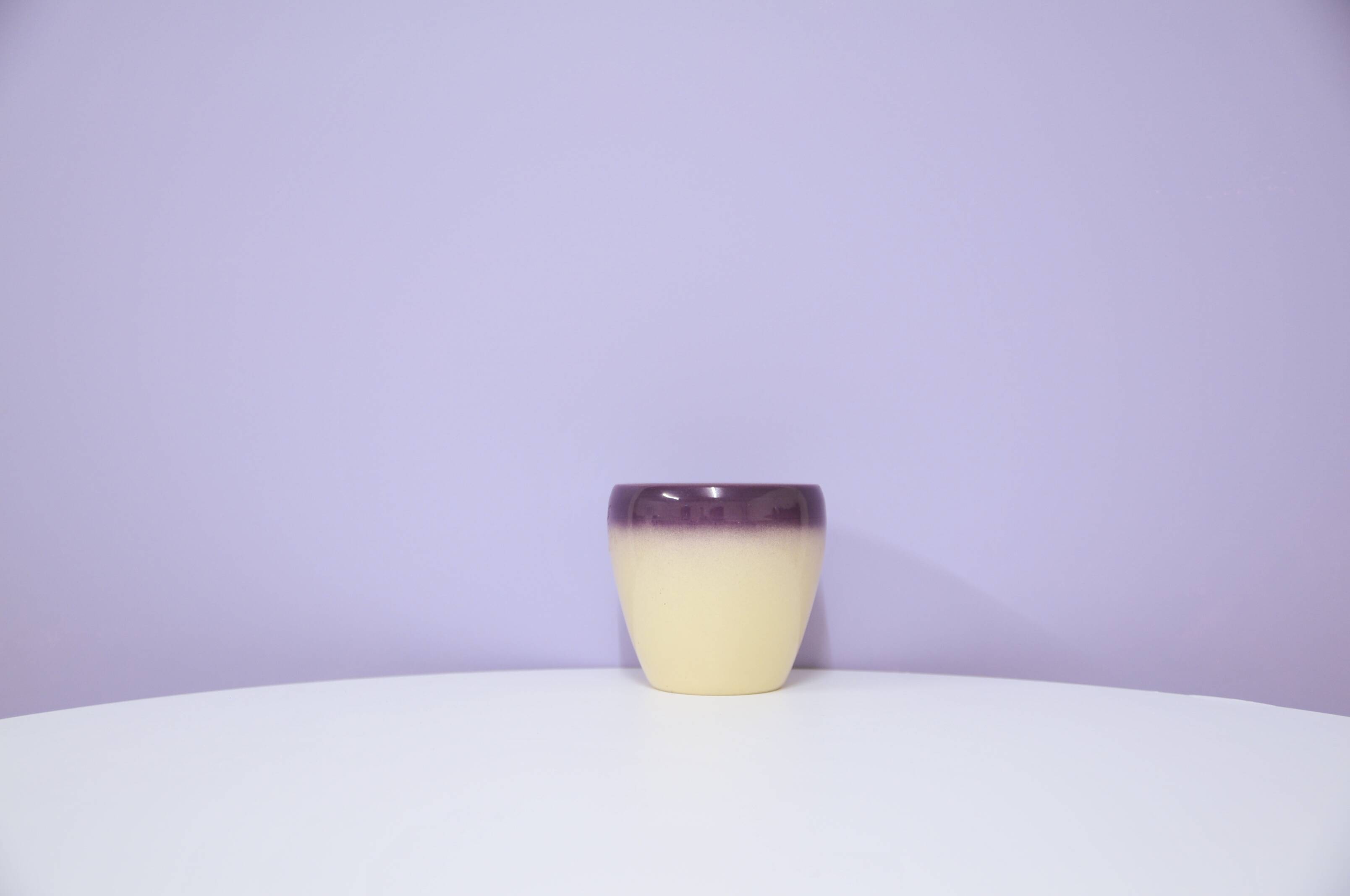 vintage cream & purple flowerpot