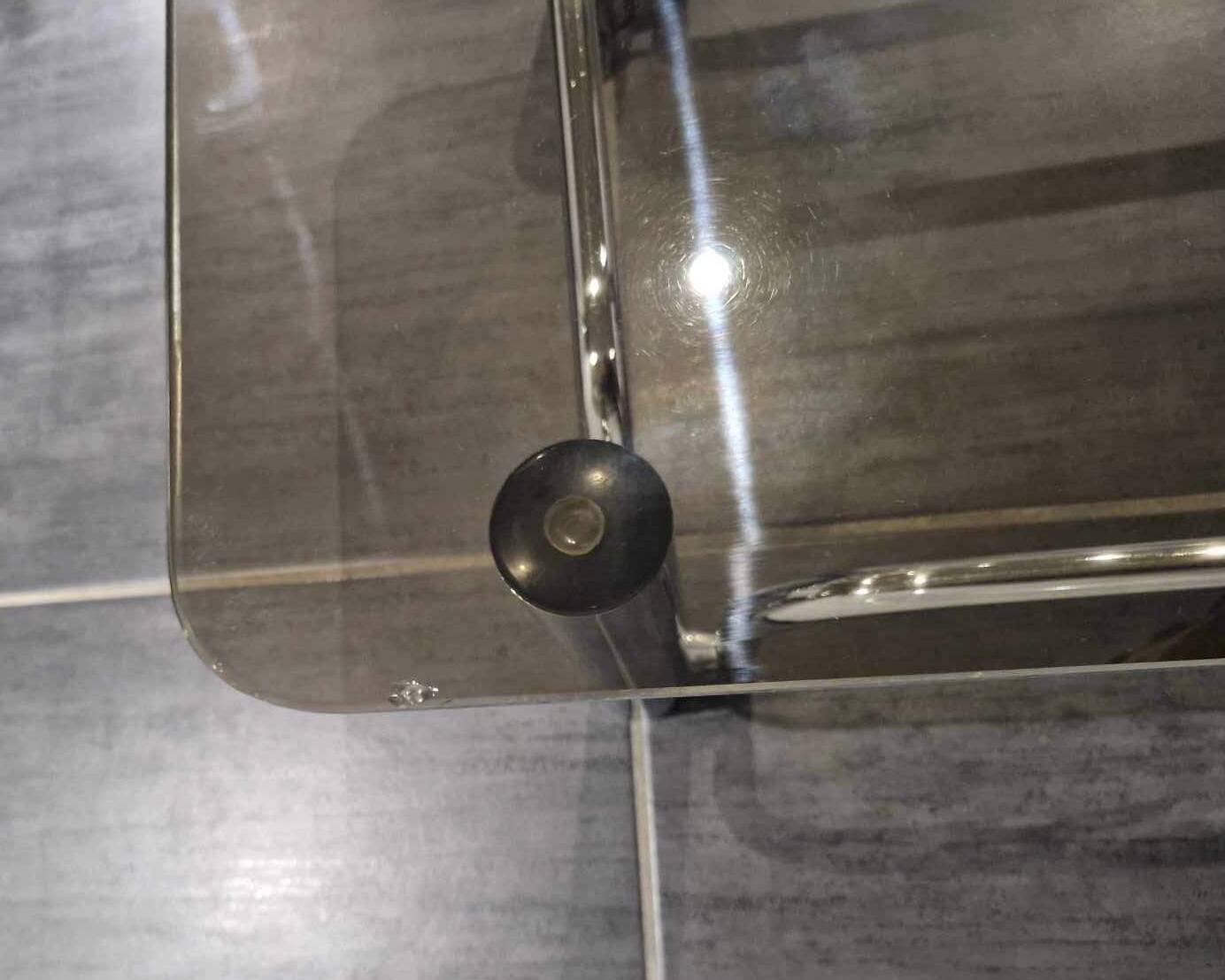 Vintage coffee table chrome metal and smoked glass 1970s