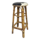 Bamboo bar stool with leatherette seat in cow print, 1950s