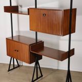 Vintage modular bookcase in wood and metal, Italy, 1960