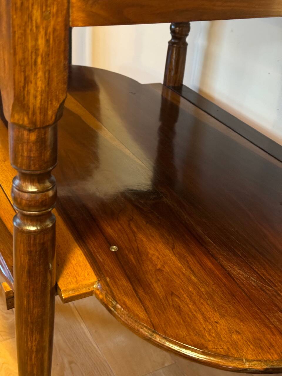 Console in rosewood and burl, early 20th century