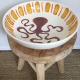 Hand-painted glazed ceramic salad bowl