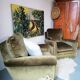 Paire de fauteuils en velours "Jean Roche "