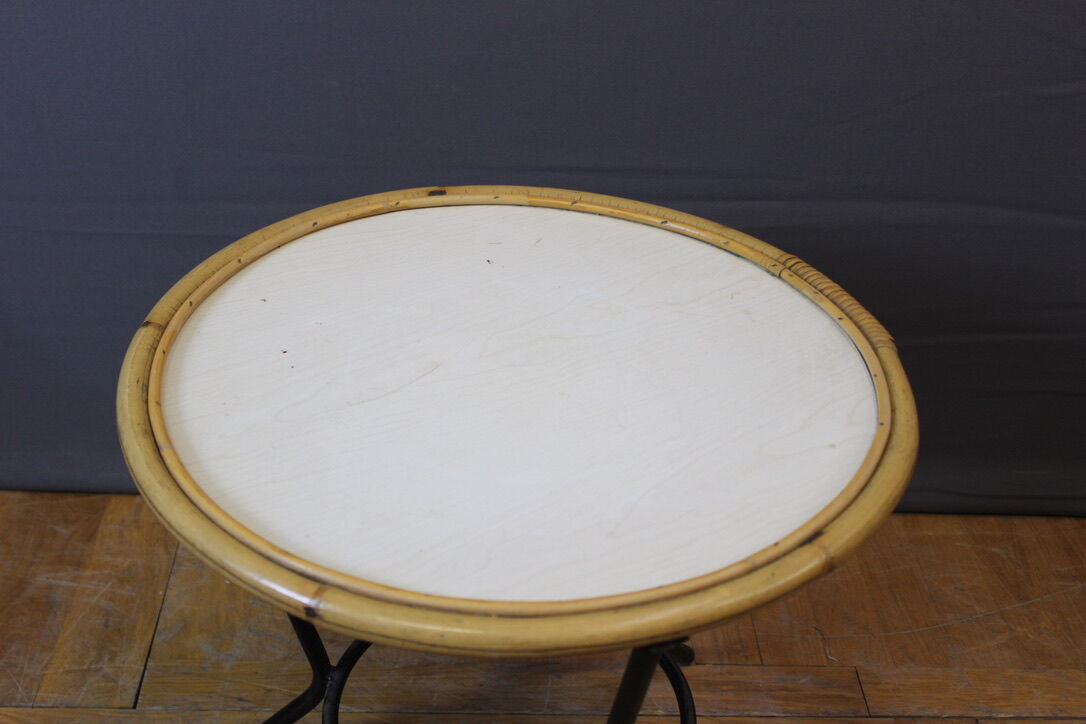 Living room in rattan and black lacquered iron by Rohe Noordwole circa 1950