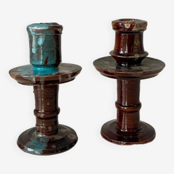 Flamed ceramic candle holders