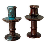 Flamed ceramic candle holders