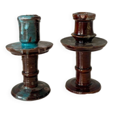 Flamed ceramic candle holders