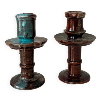 Flamed ceramic candle holders