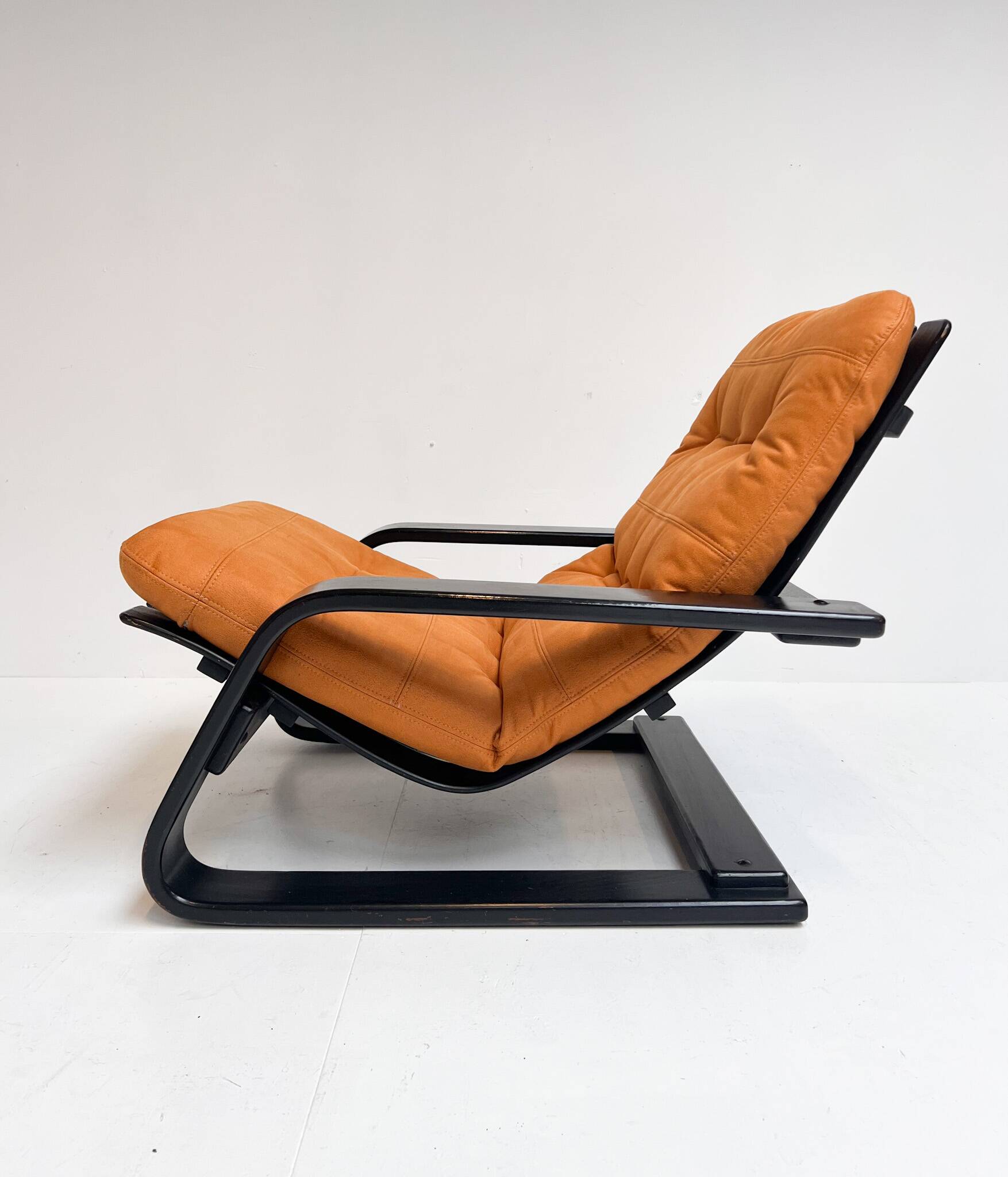 Reupholstered cognac coloured lounge chair, 1960s