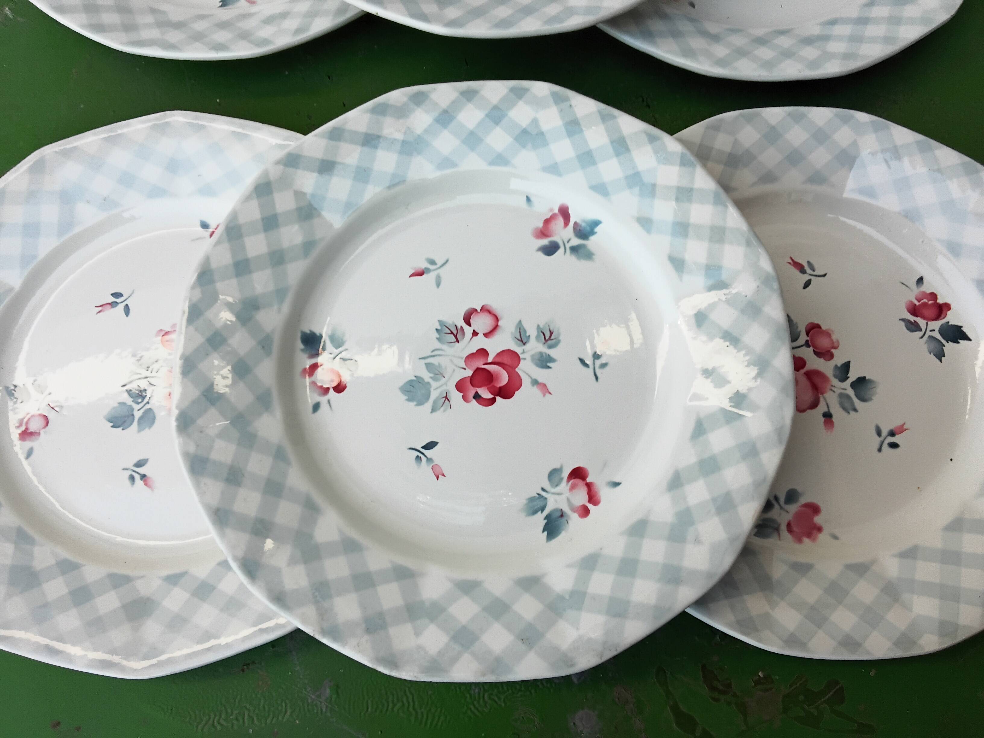Six antique flat plates from Digoin Sarreguemines.