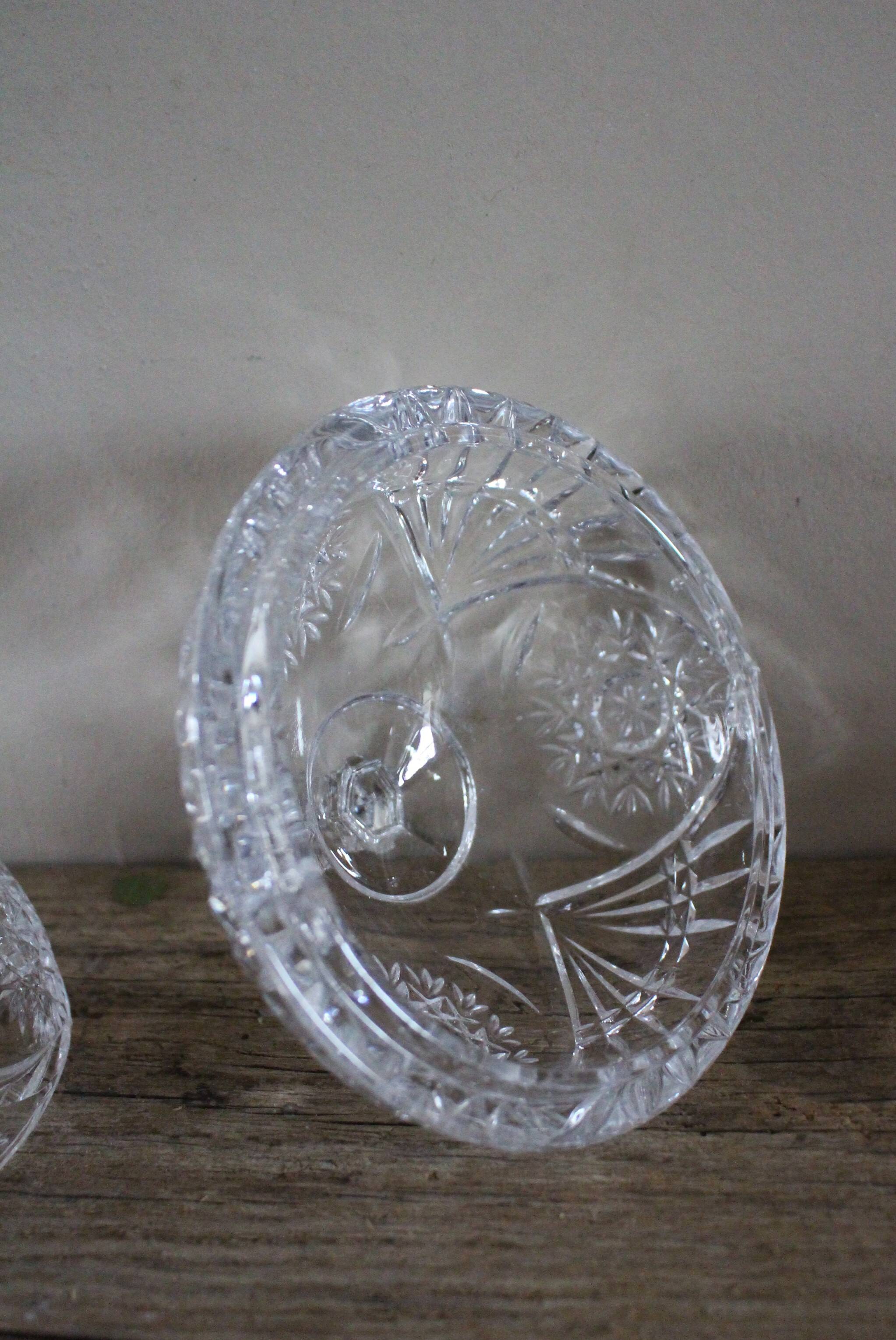 Cut glass sugar bowl on a stand