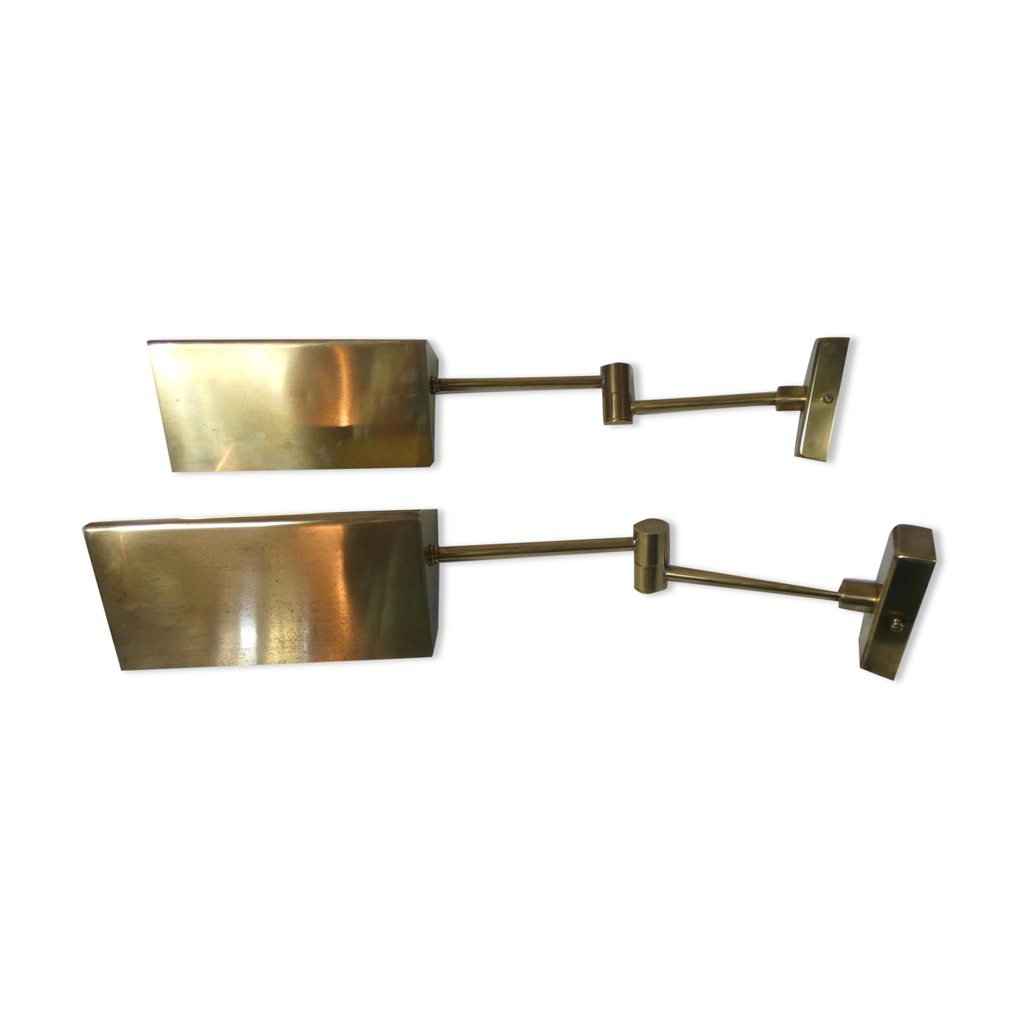 Pair of adjustable brass wall lamps after koch & lowy