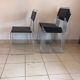Lot of 6 design black leather and chrome chairs