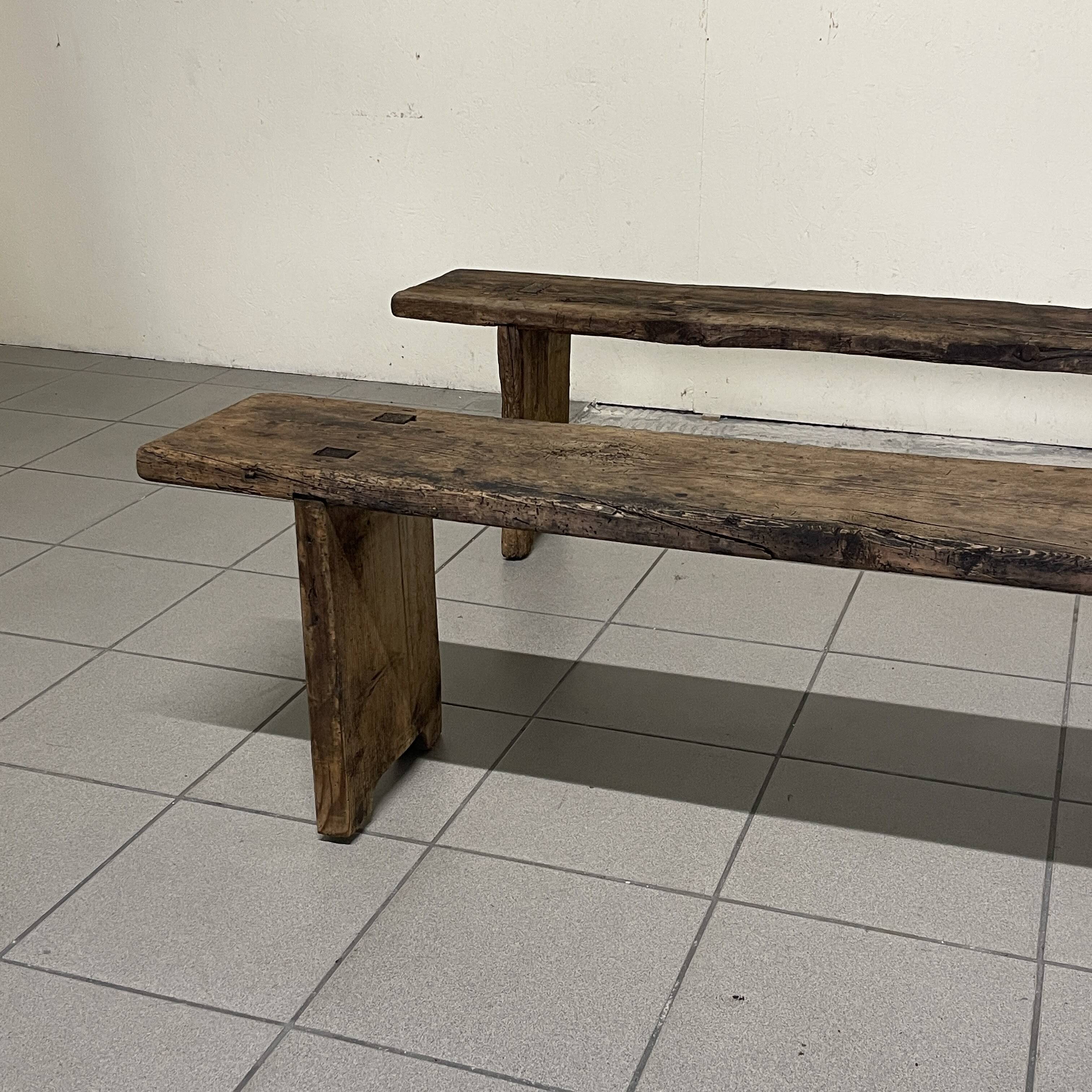 Pair of rustic benches, early 1900s