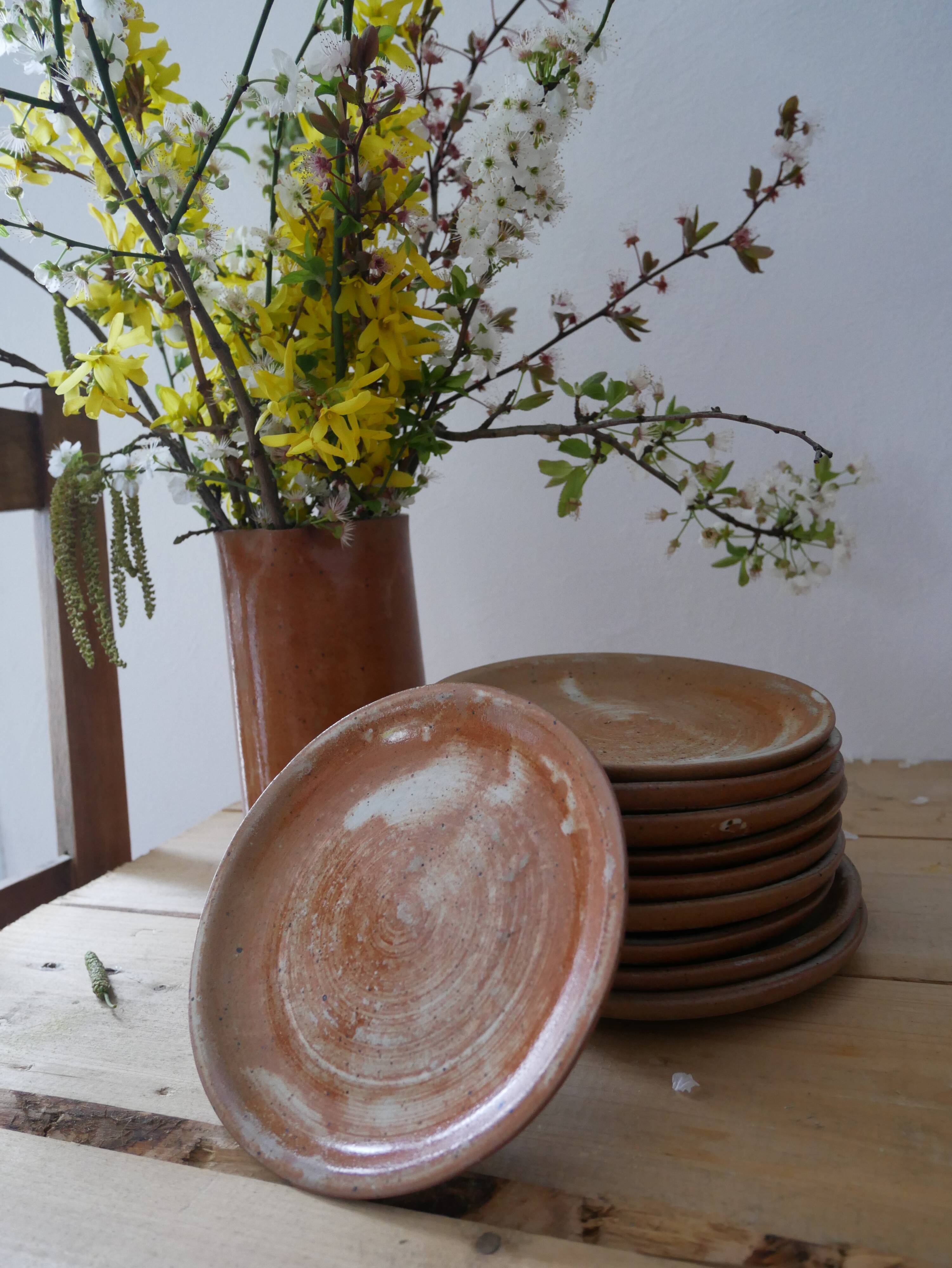 Lot 10 dessert plates in sandstone