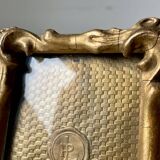 Cadre antique en bois doré art nouveau 11,5 cm x 8,5 cm verre convexe