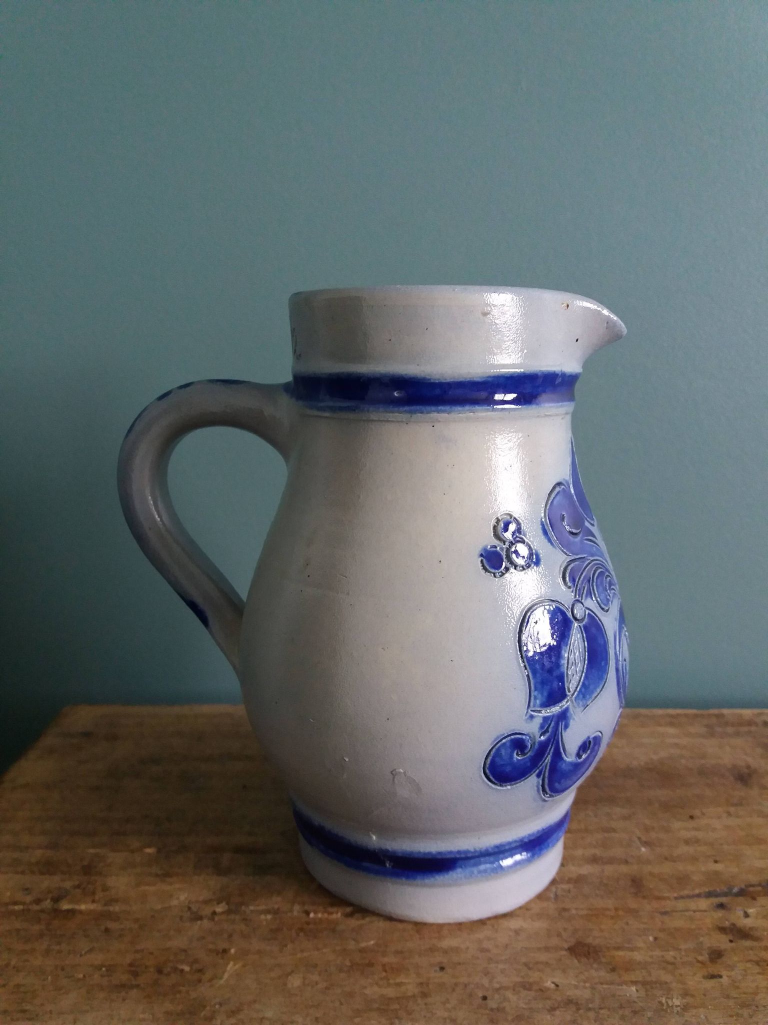 Alsace stoneware pitcher signed Remmy fils Betschdorf