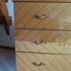 3-drawer chest of drawers - 60s - vintage - marquetry effect - spinning top feet